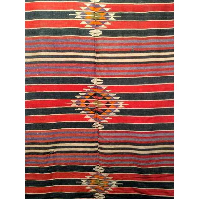 Textile Vintage Turkish Kilim Rug, Handwoven Wool, Southwestern Design, , 6x11 For Sale - Image 7 of 14