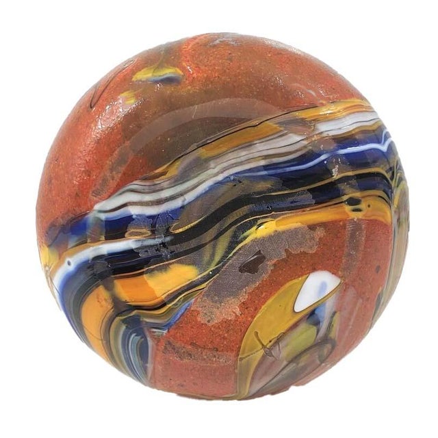 Terra Cotta Vintage Tim Lazer Signed Hand-Blown Art Glass Amphora Handle Vase For Sale - Image 8 of 10
