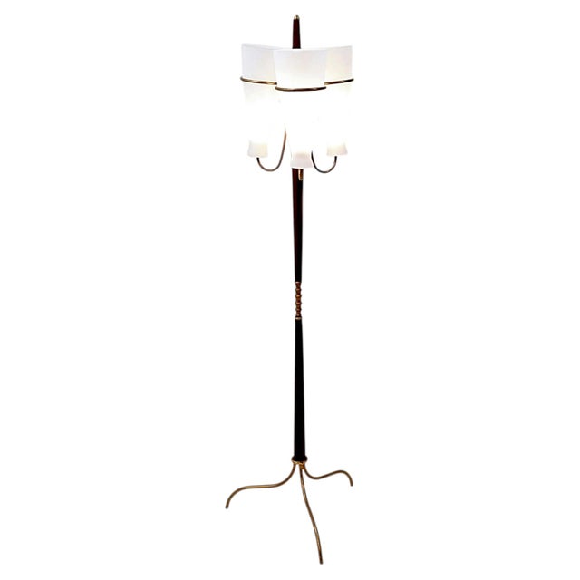 Vintage Tripod Floor Lamp with Opaline Glass from Stilnovo, 1950s For Sale - Image 15 of 16