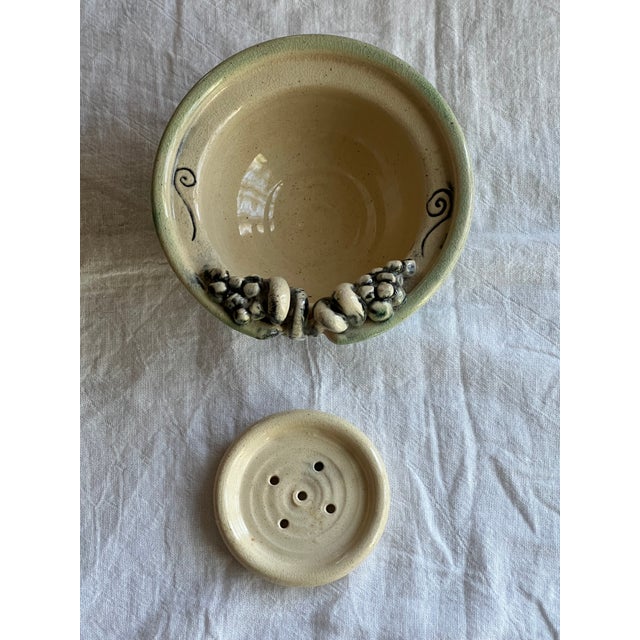 Ceramic Handmade Green and Ivory Pottery Bowl For Sale - Image 7 of 8