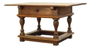 Antique Nordic Baroque Oak Table, 1807