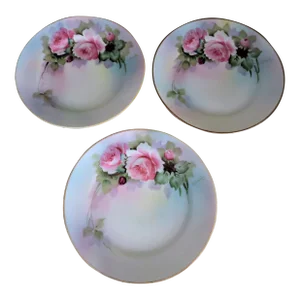1950s Noritake Hand Painted Bread Butter/Dessert Plates Signed R. Awoi- Set of 3