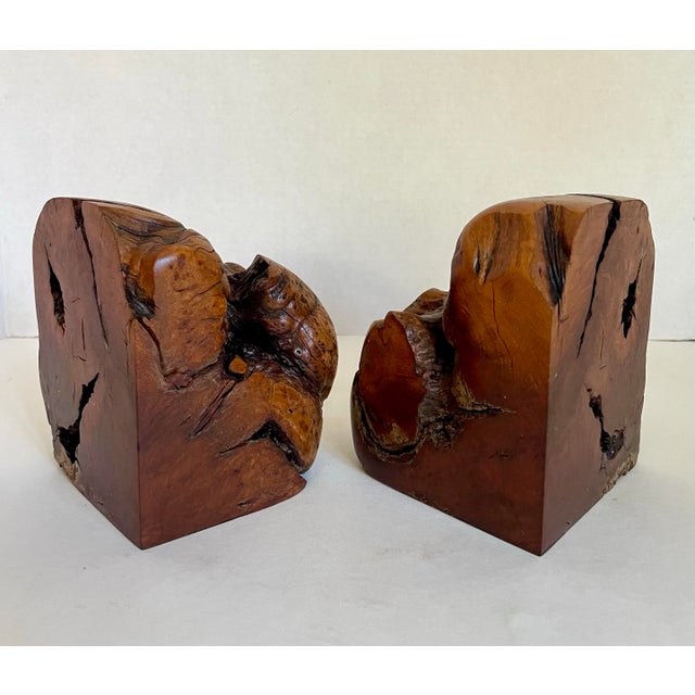 Vintage Burlwood Live Edge Bookends For Sale - Image 9 of 11