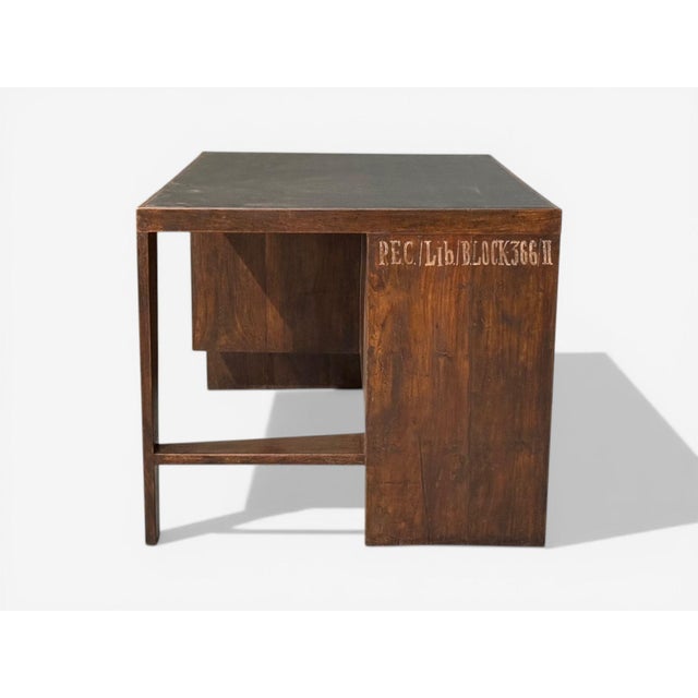 Pierre Jeanneret, Pigeonhole Desk, Teak, Leatherette, Chandigarh, India, 1960s For Sale In New York - Image 6 of 9