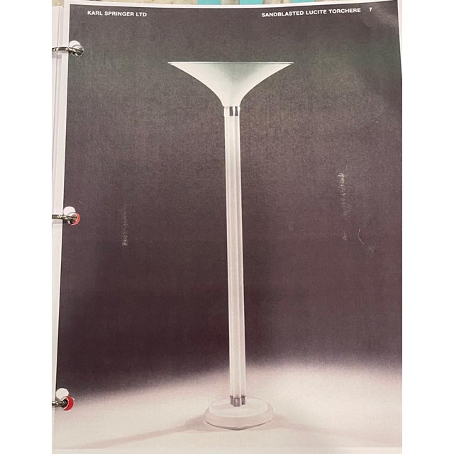 Pair of Sandblasted Lucite Torchere by Karl Springer For Sale In Atlanta - Image 6 of 8