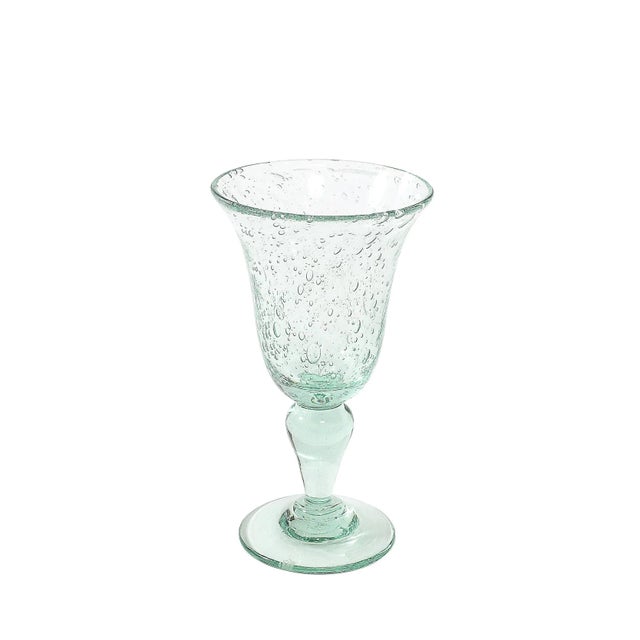 This elegant set of six hand-blown stemmed drinking glasses, created by the renowned La Verrerie de Biot in France during...