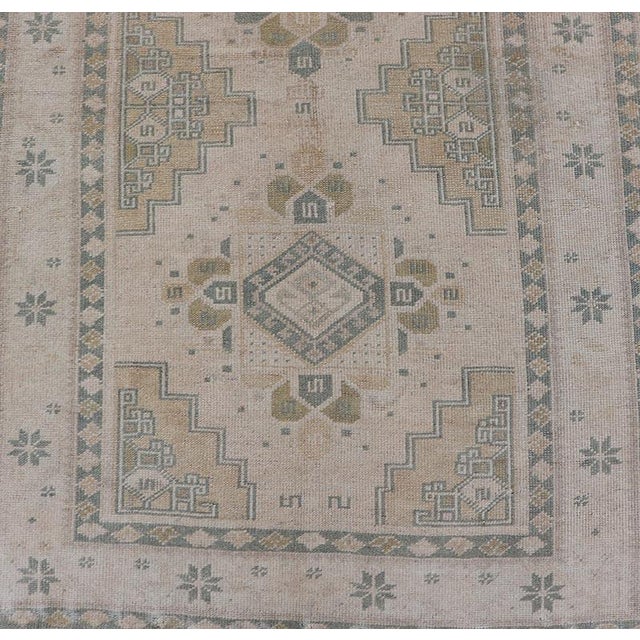 Vintage Turkish Oushak runner in neutral & warm colors with Tribal Medallions, Keivan Woven Arts / rug TU-MTU-4870,...