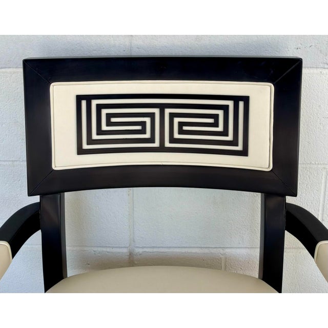 Currey & Company Currey & Company Modern Black and Gold Greek Key Chairs Pair For Sale - Image 4 of 7