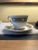 Mason’s Ironstone Manchu green 4 flat cup and saucer sets. Made in England. The cup has a height of 2.875” and a width of...