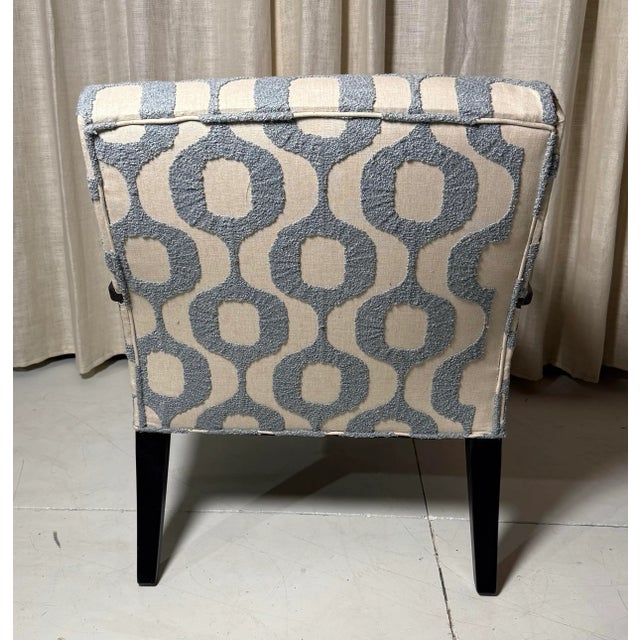 Pair of Modern Blue Upholstered Club Chairs For Sale - Image 4 of 4