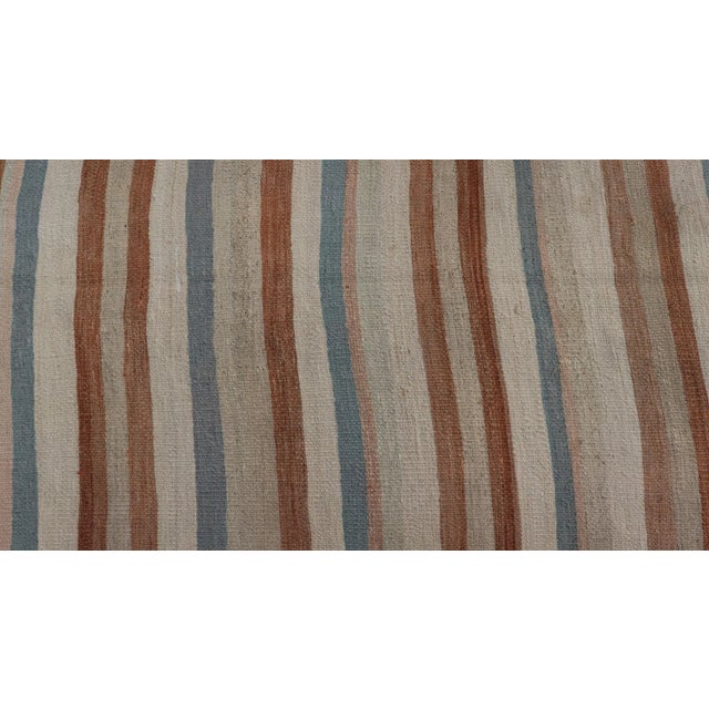Mid 20th Century Striped Design Vintage Turkish Kilim Runner in Multi Colors For Sale - Image 10 of 12