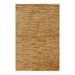 Modern Gabbeh Beige/Brown Wool Rug - 3'11'' X 5'3'' For Sale