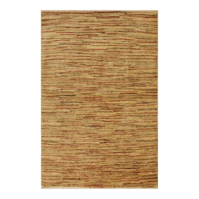 Modern Gabbeh Beige/Brown Wool Rug - 3'11'' X 5'3'' For Sale