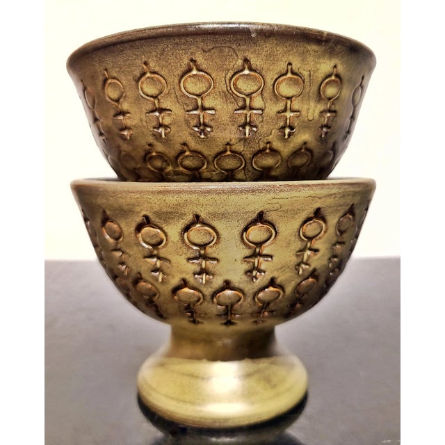 1970s Olive Green Bitossi 'Key' Décor Candle Holders For Sale - Image 5 of 8