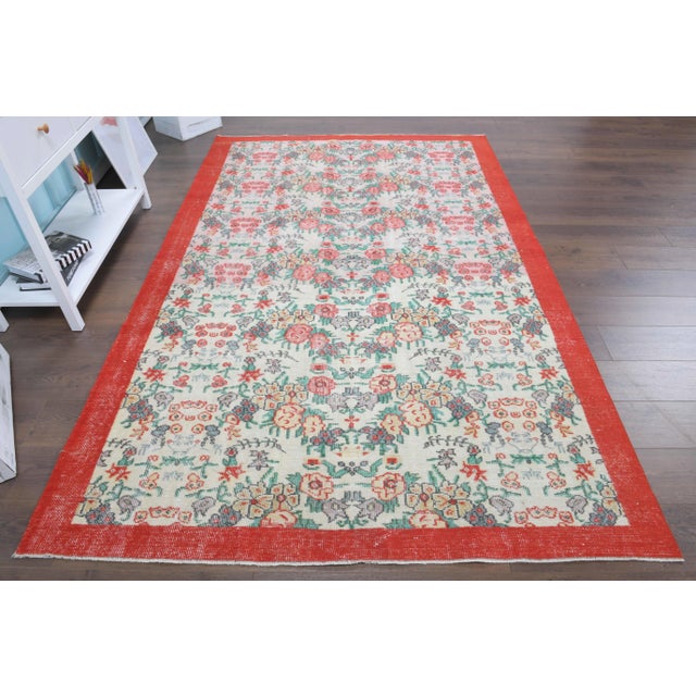 Turkish Vintage Turkish Oushak Handmade Wool Cotton Beige Area Rug For Sale - Image 3 of 11