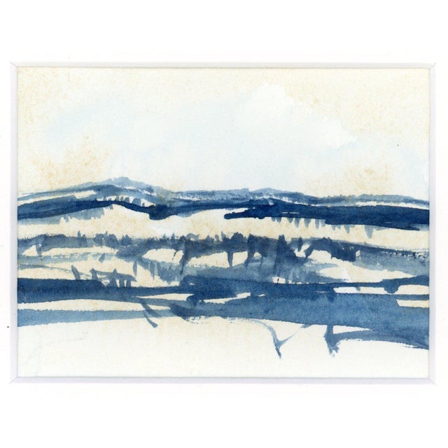 A contemporary abstract winter landscape. Are they dunes or plains? This watercolor is professionally finished and ready...