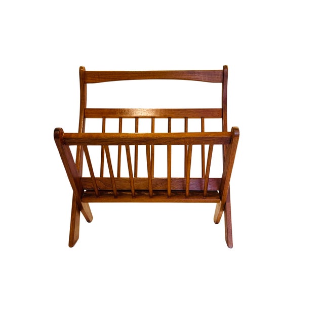 Cees Braakman Vintage Danish Modern Teak Folding Magazine Rack | Mid-Century Scandinavian Magazine Stand | Attributed to Ernest Sohn for Etco For Sale - Image 4 of 9