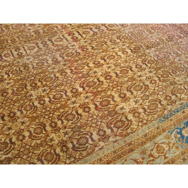 Indian 1900s Tan Camel Geometric N. Indian Agra Rug 9' X 11'4" Knotted Wool Carpet For Sale - Image 3 of 6