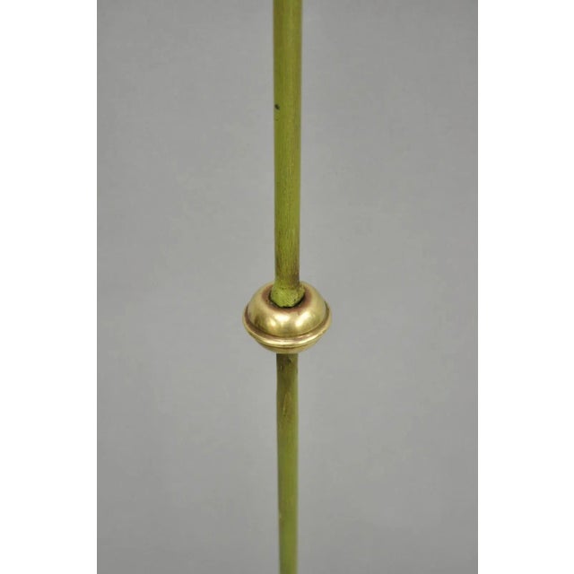 Antique Spanish Renaissance Gothic Green Iron & Brass Tripod Pole Floor Lamp For Sale - Image 13 of 14