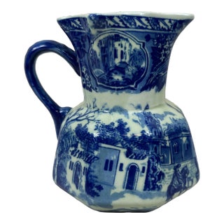 Vintage Ironstone Blue & White Pitcher For Sale