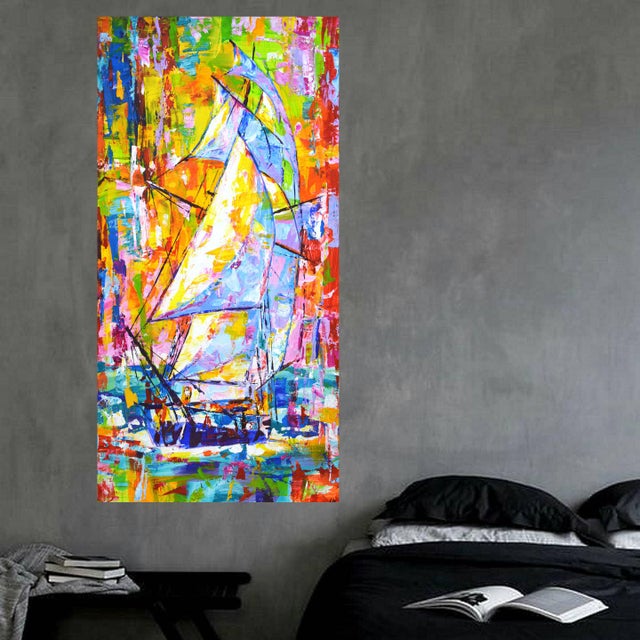 Pumpkin Sailboat 15.Modern Original Hand Painting. For Sale - Image 8 of 9