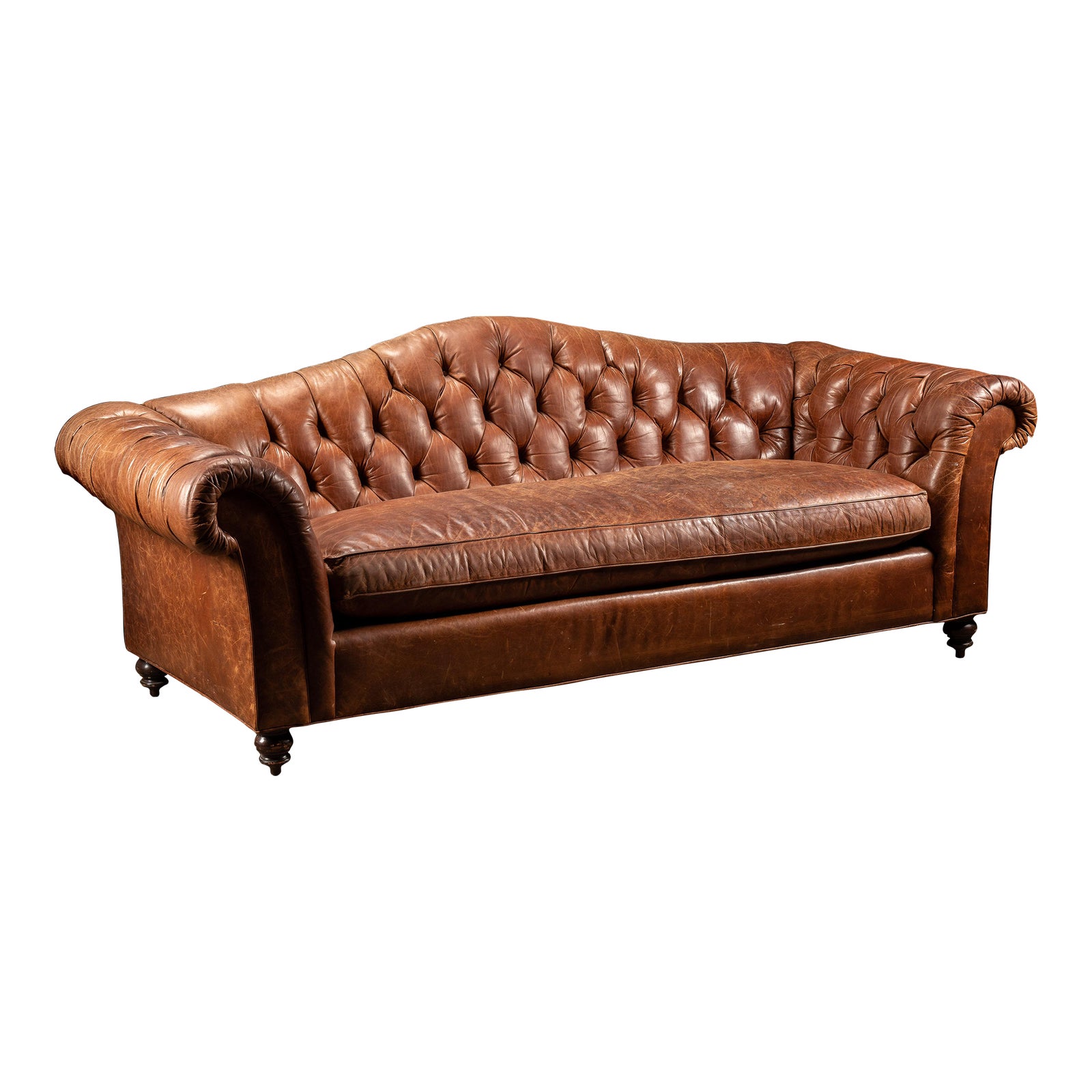 Vintage Tufted Leather Sofa in Brown Chairish