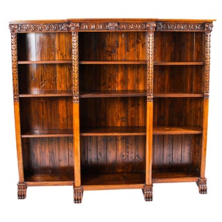 Antique Victorian Open Breakfront Bookcase, 1800s For Sale