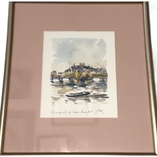 Robert Yan Original Watercolor "Ile De La Cite, Paris" 1990 - Signed For Sale - Image 4 of 12