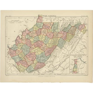 Antique Map of Virginia, 1888 For Sale