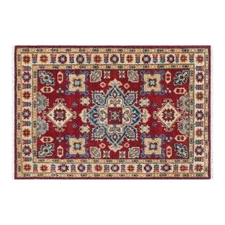 Southwestern Kazak Red/Beige Wool Rug - 2'9''x4'2'' For Sale