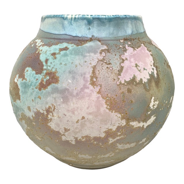 Large Raku Pottery Vessel by Tony Evans For Sale