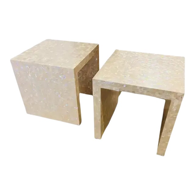 Mother of Pearl Oscar De La Renta Side Tables - A Pair For Sale