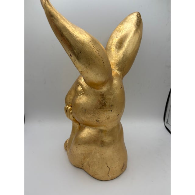 Hand Gilded Distressed Gold Easter Bunny Rabbit Tabletop Decor Sculpture Art For Sale - Image 9 of 13