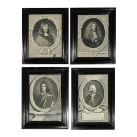 18th Century Continental Portrait Engravings, Framed - Set of 4 For Sale