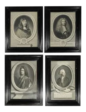 18th Century Continental Portrait Engravings, Framed - Set of 4