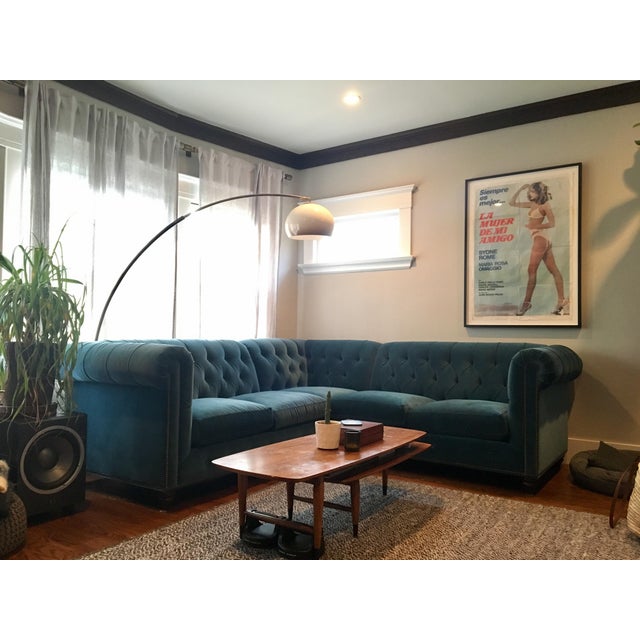 Anthropologie Velvet Lyre Sectional Sofa Chairish