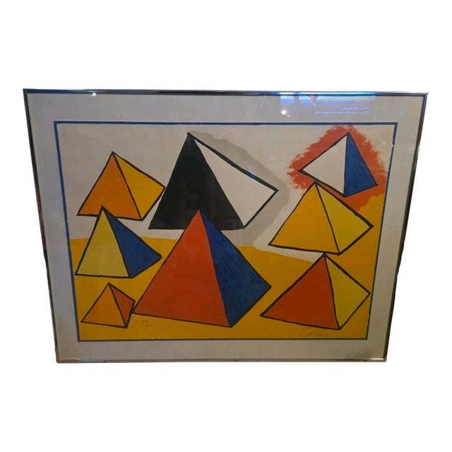 1970s Alexander Calder Original Lithograph Signed Numbered Edition Framed #80/100 MCM For Sale