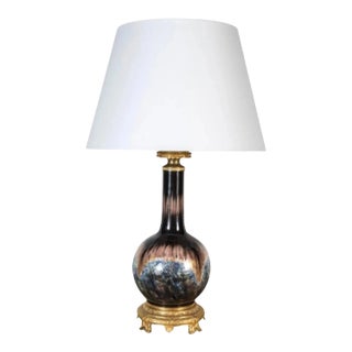 Antique French Glazed Porcelain Table Lamp For Sale