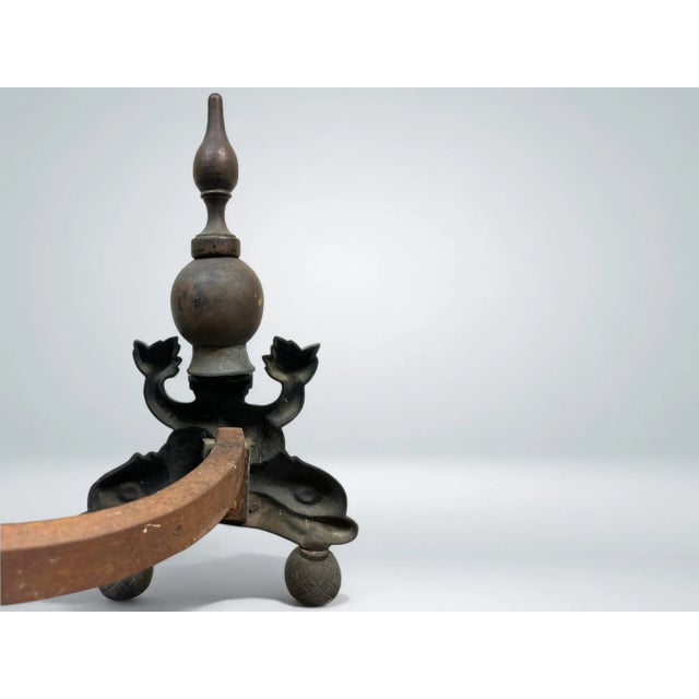Late 19th Century Pair of Bronze Double Dolphin Form Andirons, Late 19th Century For Sale - Image 5 of 7
