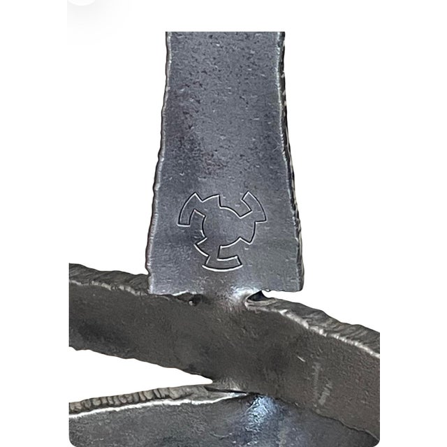 Brutalist Torch Cut Candlestick Holders With Blacksmith Makers Mark For Sale In San Francisco - Image 6 of 8