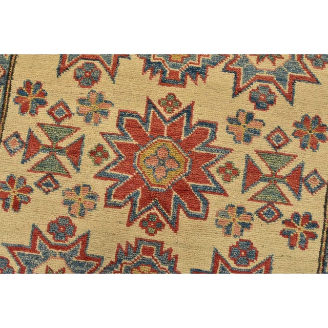Textile Kazak Rug 3’4” X 4’11” Beige Wool Tribal Hand-Knotted Oriental Carpet For Sale - Image 7 of 11