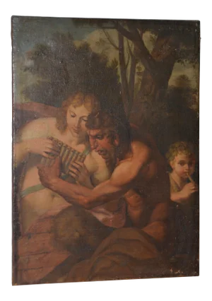 Pan's Conquest of Selene Original Oil Painting 18th to 19th Century
