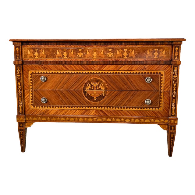 Louis XVI Style Chest of Drawers in Veneered and Inlaid Wood For Sale