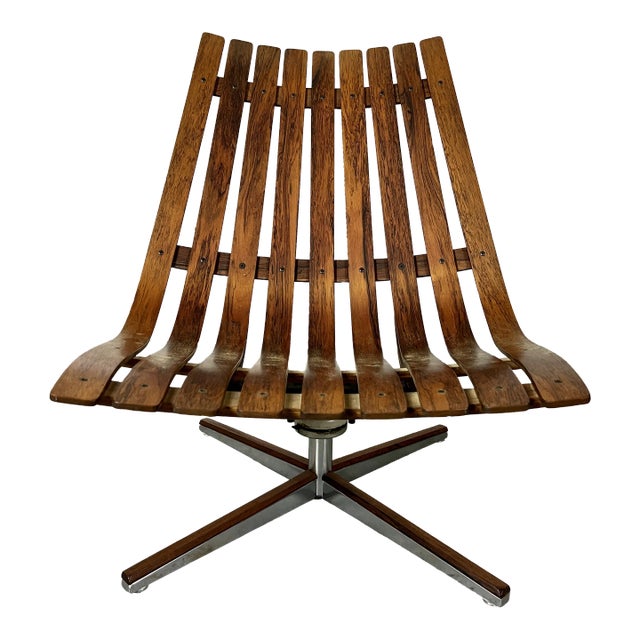 Mid 20th Century Rosewood Swivel Lounge Chair Attributed to Hans Brattrud for Georg Eknes For Sale