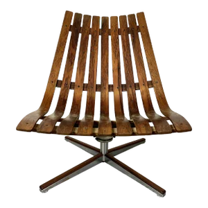 Mid 20th Century Rosewood Swivel Lounge Chair Attributed to Hans Brattrud for Georg Eknes