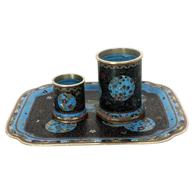 Small Cloisonné Tray with Boxes, China, 19th Century, Set of 3 For Sale - Image 16 of 16