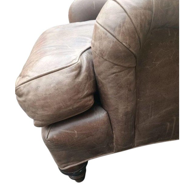 A Rare Vintage Genuine Leather Club Chair by William Alan and Ottoman For Sale In Raleigh - Image 6 of 9