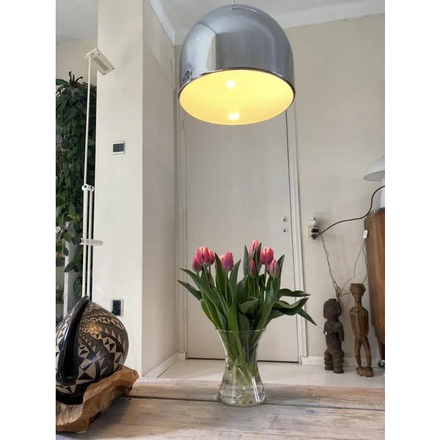 Large Mid-Century Space Age Bell Pendant in Chrome from Staff, 1970s For Sale - Image 10 of 17