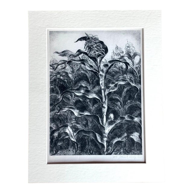 Vintage 1939 Print in 11x14 Mat, Ready to Frame: John Steuart Curry, "Corn", EUC For Sale