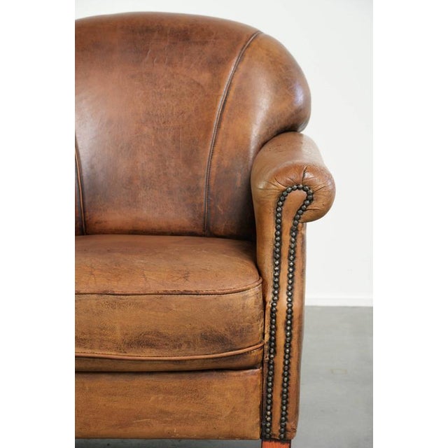 Vintage Sheepskin Armchair with Decorative Nails For Sale - Image 9 of 13
